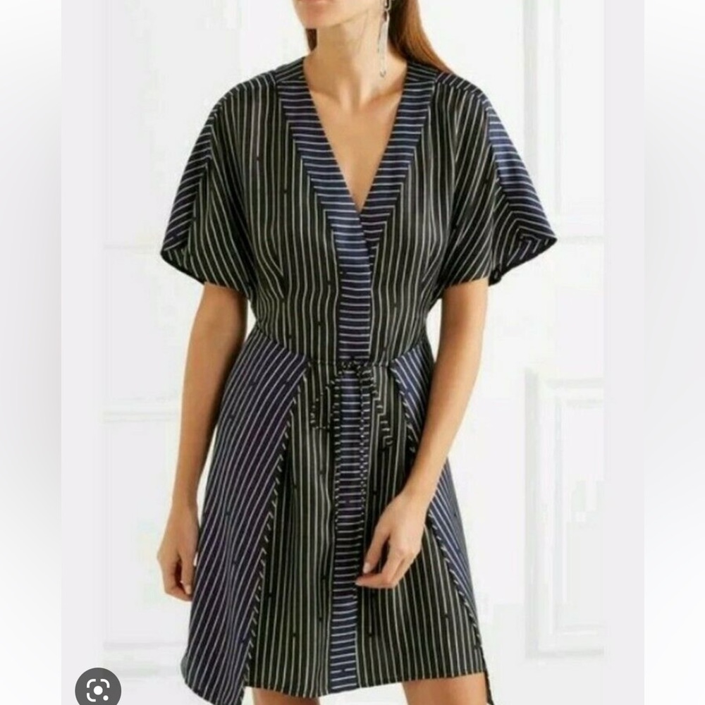 Diane von Furstenberg I V Neck Tie Lar-son Midnight Dress Silk Medium